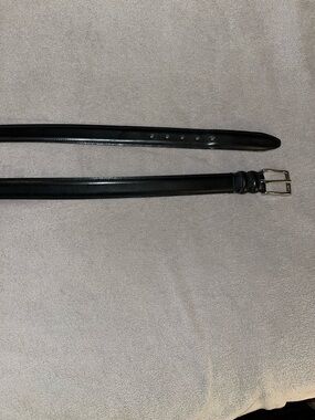 Classic Black Leather Men's Belt with Silver-Tone Buckle
